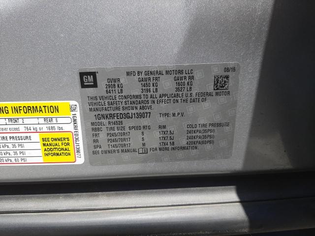Photo 10 from auction – 2016 CHEVROLET TRAVERSE L with VIN 1GNKRFED3GJ139077