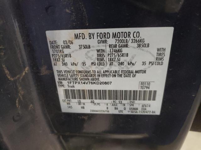 Photo 10 from auction – 2006 FORD F150 with VIN 1FTPX14V76KD20807