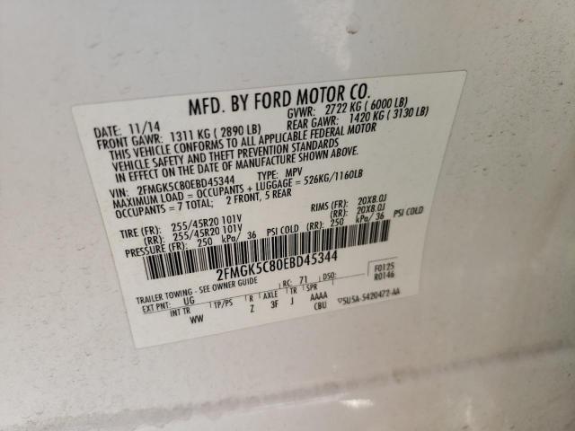 Photo 10 from auction – 2014 FORD FLEX SEL with VIN 2FMGK5C80EBD45344