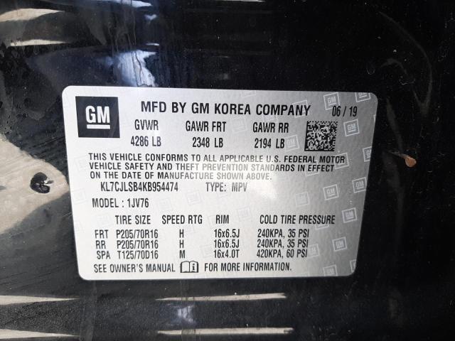 Photo 10 from auction – 2019 CHEVROLET TRAX 1LT with VIN KL7CJLSB4KB954474