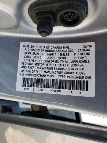 Photo 10 from auction – 2016 HONDA CIVIC EX with VIN 2HGFC2F78GH575827