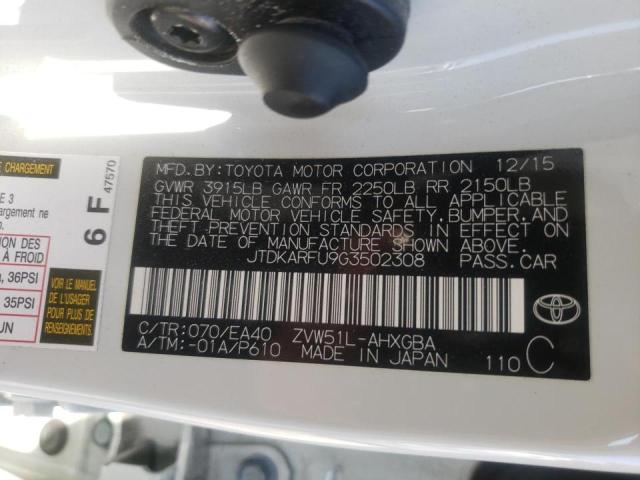 Photo 10 from auction – 2016 TOYOTA PRIUS with VIN JTDKARFU9G3502308