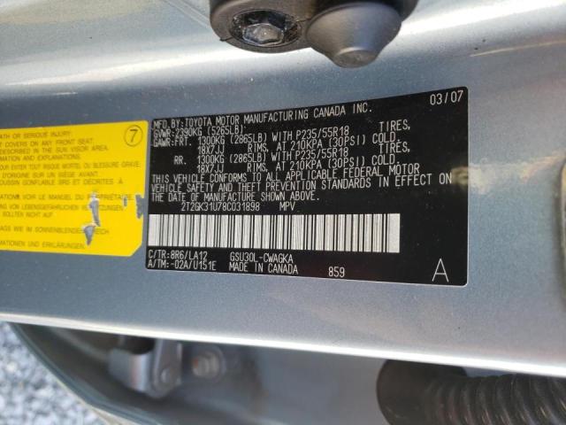 Photo 10 from auction – 2008 LEXUS RX 350 with VIN 2T2GK31U78C031898