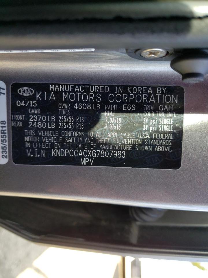 Photo 10 from auction – 2016 KIA SPORTAGE E with VIN KNDPCCACXG7807983