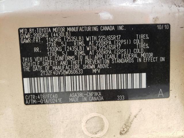 Фото 10 с аукциона – 2011 TOYOTA RAV4 с VIN 2T3ZF4DV5BW060633