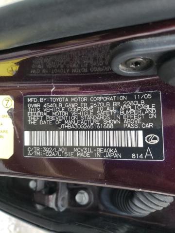 Photo 10 from auction – 2006 LEXUS ES 330 with VIN JTHBA30G265161688