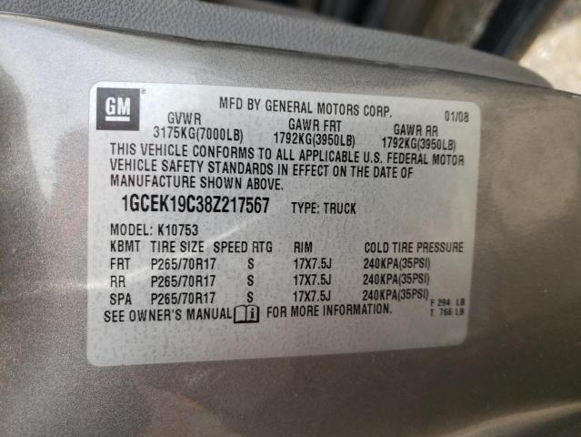 Photo 10 from auction – 2008 CHEVROLET SILVERADO with VIN 1GCEK19C38Z217567