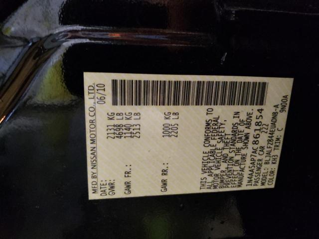 Photo 10 from auction – 2010 NISSAN MAXIMA S with VIN 1N4AA5AP7AC861854