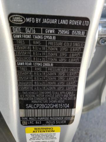Photo 10 from auction – 2016 LAND ROVER DISCOVERY with VIN SALCP2BG2GH615104