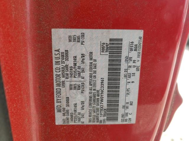 Photo 10 from auction – 2000 FORD F150 with VIN 1FTRX17W0YNC33961