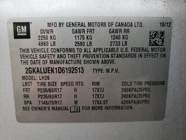 Photo 10 from auction – 2013 GMC TERRAIN SL with VIN 2GKALUEK1D6192513