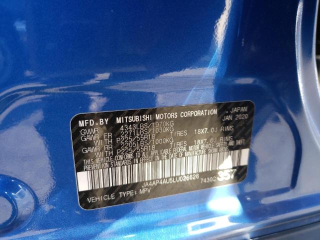 Photo 10 from auction – 2020 MITSUBISHI OUTLANDER with VIN JA4AP4AU5LU026626
