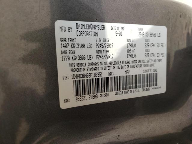 Photo 10 from auction – 2006 DODGE DURANGO SX with VIN 1D4HD38N06F186351