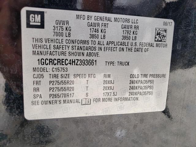 Photo 10 from auction – 2017 CHEVROLET SILVERADO with VIN 1GCRCREC4HZ393661