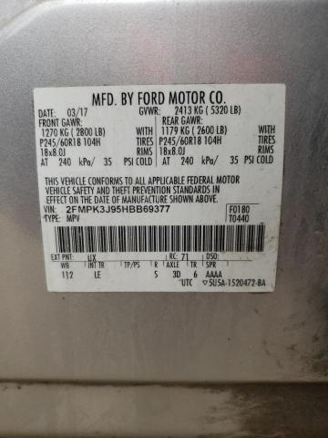 Photo 10 from auction – 2017 FORD EDGE SEL with VIN 2FMPK3J95HBB69377