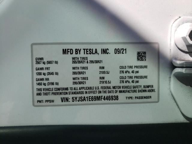 Photo 10 from auction – 2021 TESLA MODEL S with VIN 5YJSA1E69MF446938