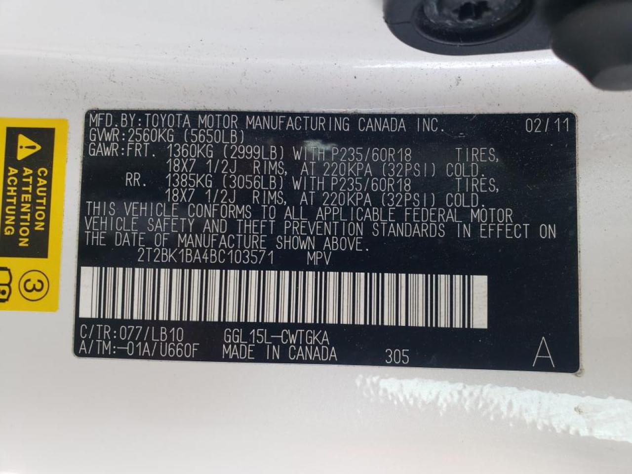 Photo 20 from auction – 2011 LEXUS RX 350 with VIN 2T2BK1BA4BC103571