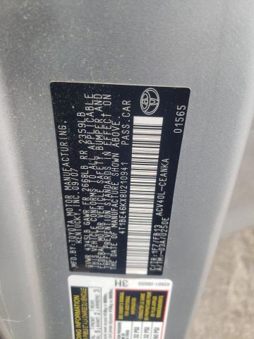 Photo 10 from auction – 2008 TOYOTA CAMRY CE with VIN 4T1BE46KX8U210941