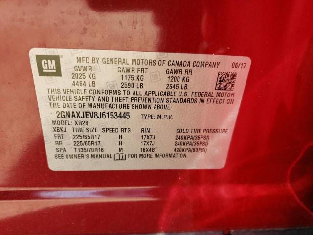Photo 10 from auction – 2018 CHEVROLET EQUINOX LT with VIN 2GNAXJEV8J6153445