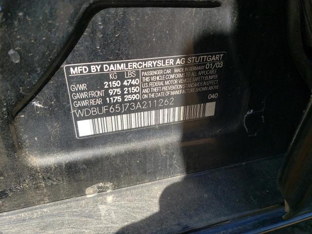 Photo 10 from auction – 2003 MERCEDES-BENZ E 320 with VIN WDBUF65J73A211262