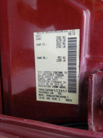 Photo 10 from auction – 2010 NISSAN ALTIMA with VIN 1N4AL2AP4AN553957
