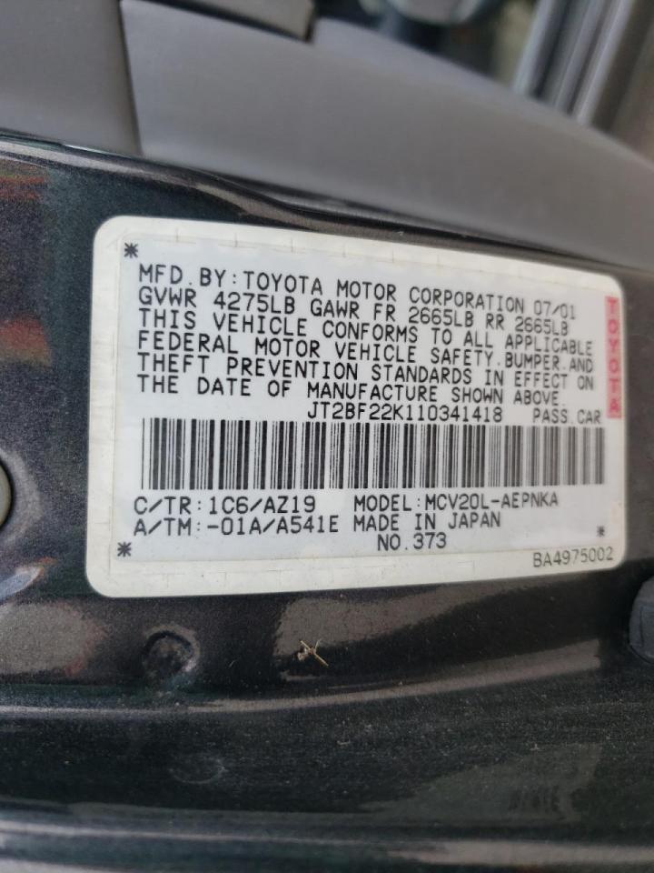 Photo 10 from auction – 2001 TOYOTA CAMRY CE with VIN JT2BF22K110341418