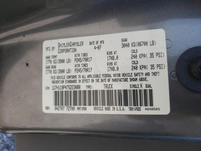 Photo 10 from auction – 2007 DODGE RAM 1500 S with VIN 1D7HU18P47S223080
