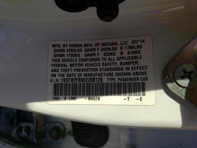Photo 10 from auction – 2014 HONDA CIVIC EX with VIN 19XFB2F89EE208129