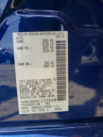 Photo 10 from auction – 2019 NISSAN ALTIMA S with VIN 1N4BL4BV2KC227648