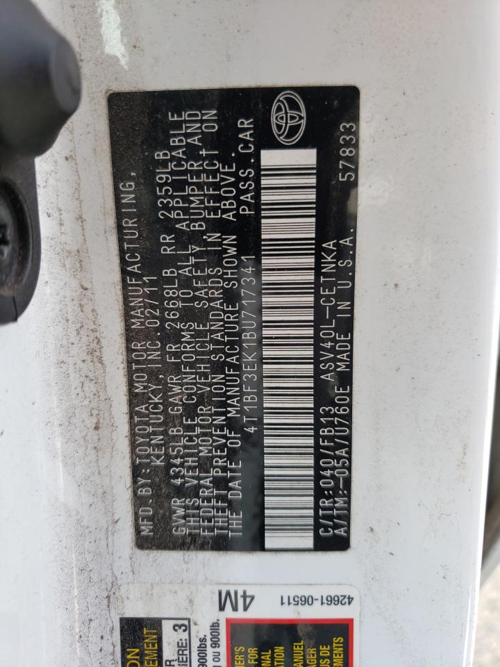 Photo 10 from auction – 2011 TOYOTA CAMRY BASE with VIN 4T1BF3EK1BU717341