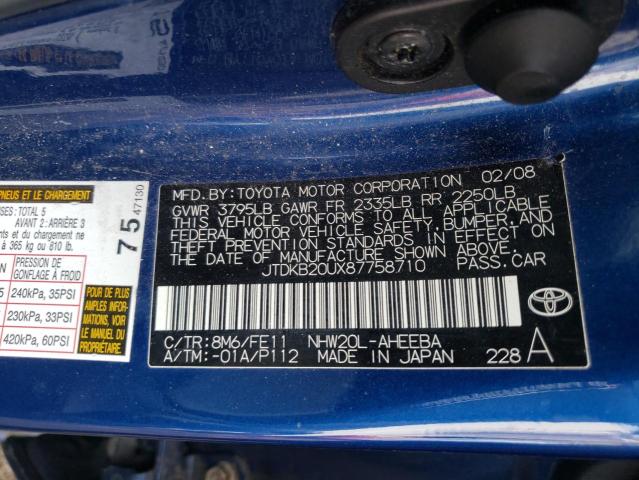 Photo 10 from auction – 2008 TOYOTA PRIUS with VIN JTDKB20UX87758710