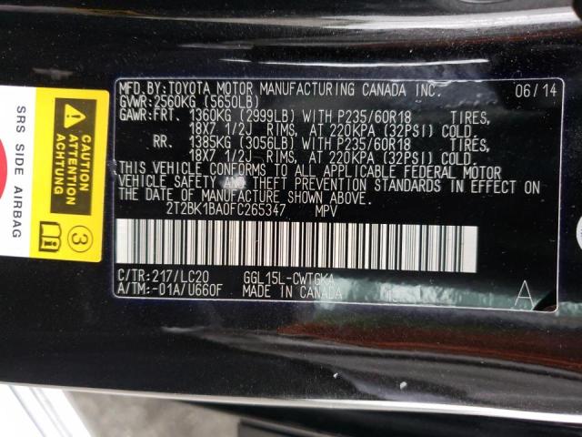 Photo 10 from auction – 2015 LEXUS RX 350 BAS with VIN 2T2BK1BA0FC265347