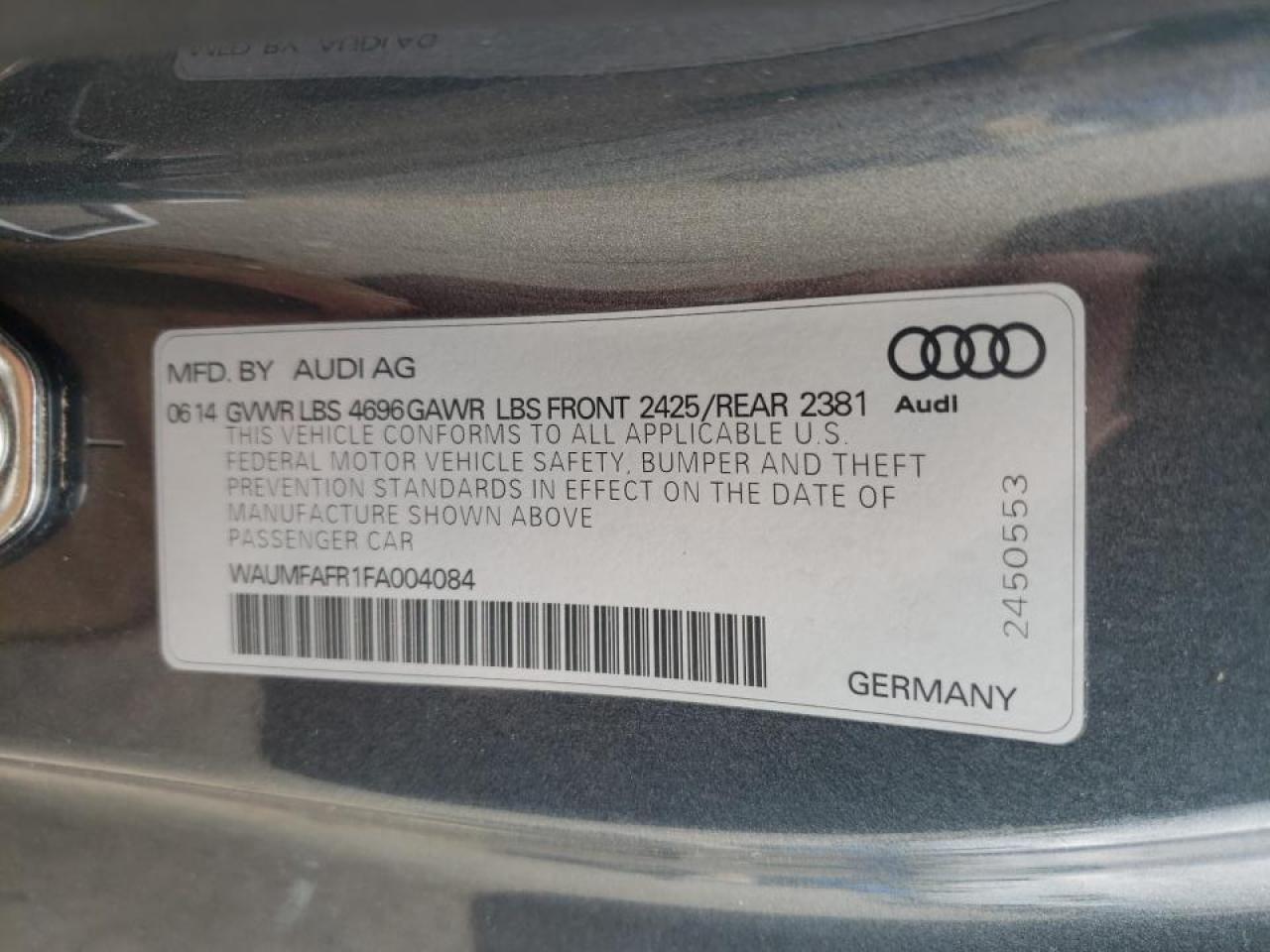 Photo 19 from auction – 2015 AUDI A5 PREMIUM with VIN WAUMFAFR1FA004084