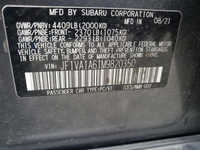 Photo 10 from auction – 2021 SUBARU WRX with VIN JF1VA1A61M9820350