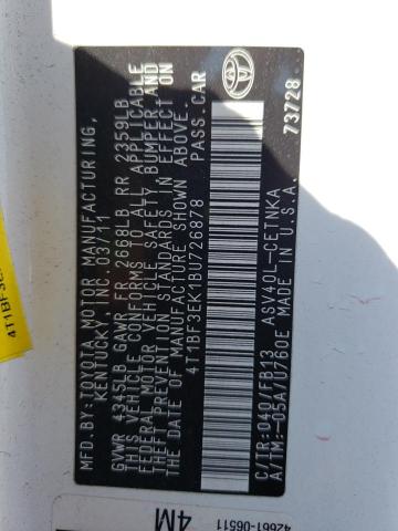 Photo 10 from auction – 2011 TOYOTA CAMRY BASE with VIN 4T1BF3EK1BU726878