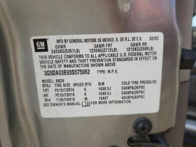 Photo 10 from auction – 2003 BUICK RENDEZVOUS with VIN 3G5DA03E93S575062