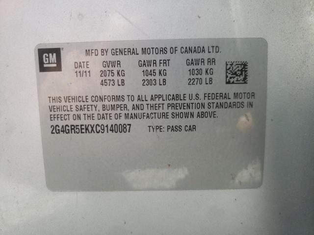 Photo 10 from auction – 2012 BUICK REGAL with VIN 2G4GR5EKXC9140087