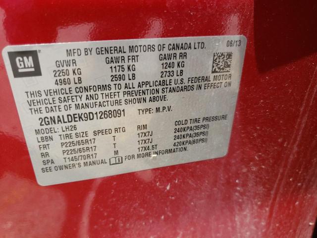 Photo 10 from auction – 2013 CHEVROLET EQUINOX LT with VIN 2GNALDEK9D1268091