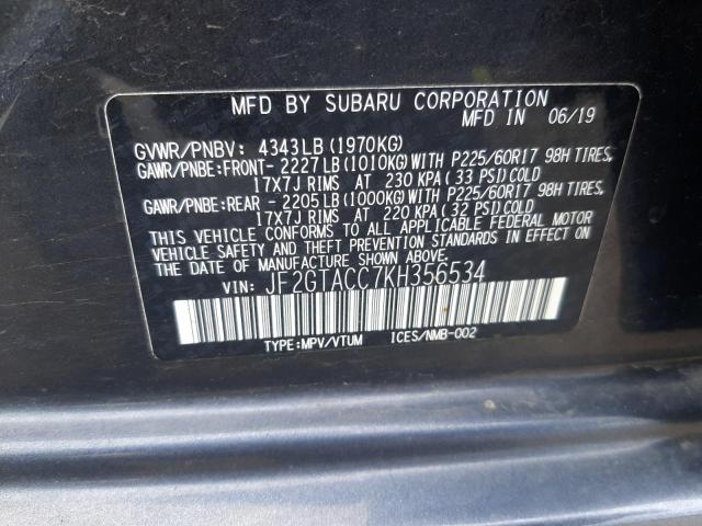 Photo 10 from auction – 2019 SUBARU CROSSTREK with VIN JF2GTACC7KH356534