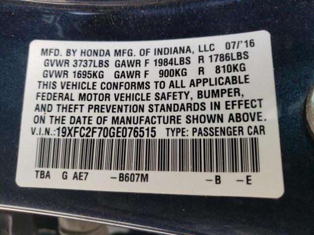 Photo 10 from auction – 2016 HONDA CIVIC EX with VIN 19XFC2F70GE076515