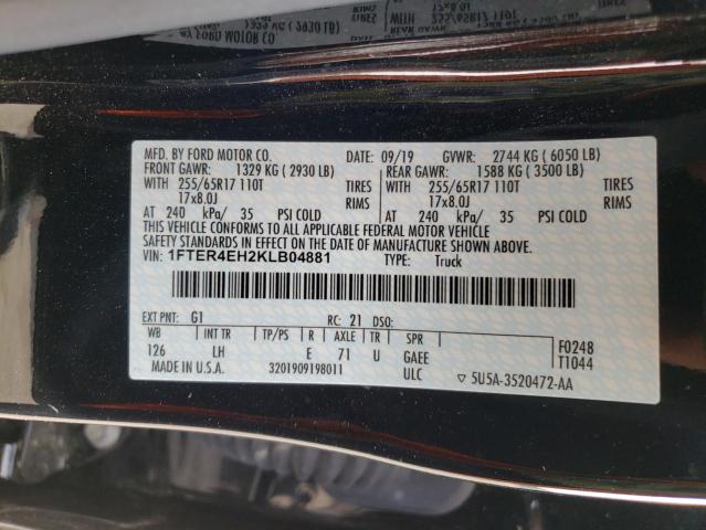 Photo 10 from auction – 2019 FORD RANGER XL with VIN 1FTER4EH2KLB04881