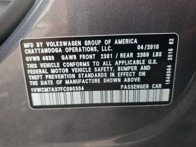 Photo 10 from auction – 2015 VOLKSWAGEN PASSAT SEL with VIN 1VWCM7A37FC090304