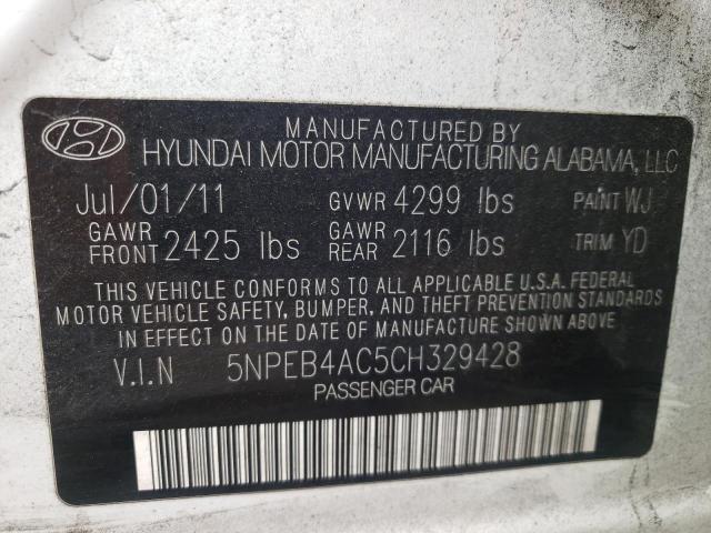 Photo 10 from auction – 2012 HYUNDAI SONATA GLS with VIN 5NPEB4AC5CH329428