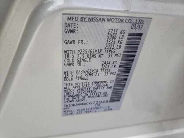 Photo 10 from auction – 2017 NISSAN PATHFINDER with VIN 5N1DR2MN6HC672949