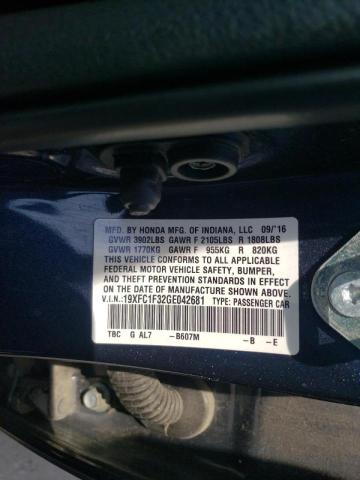Photo 10 from auction – 2016 HONDA CIVIC EX with VIN 19XFC1F32GE042681