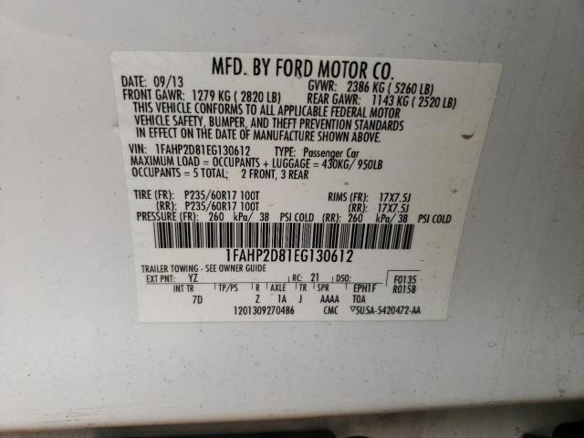 Photo 10 from auction – 2014 FORD TAURUS SE with VIN 1FAHP2D81EG130612