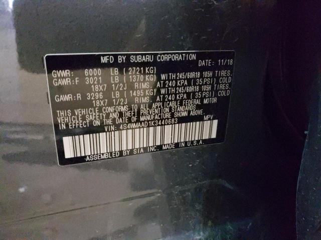 Photo 10 from auction – 2019 SUBARU ASCENT with VIN 4S4WMAAD1K3440683