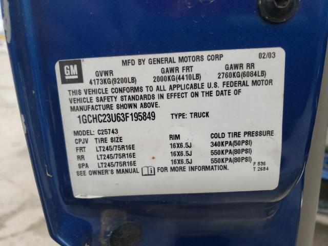 Photo 10 from auction – 2003 CHEVROLET SILVERADO with VIN 1GCHC23U63F195849