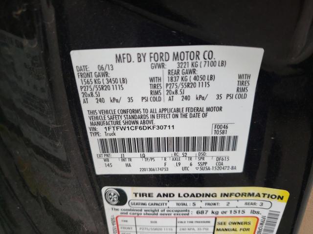 Photo 10 from auction – 2013 FORD F150 SUPER with VIN 1FTFW1CF6DKF30711
