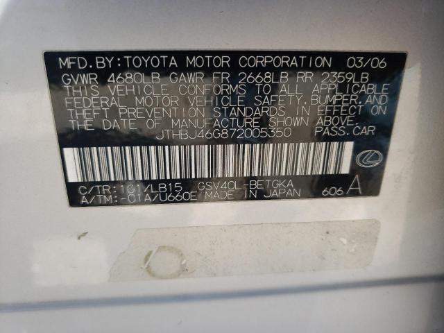 Photo 10 from auction – 2007 LEXUS ES 350 with VIN JTHBJ46G872005350